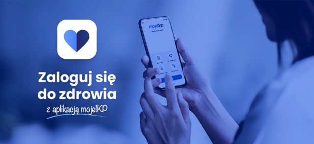 Nazwa Zaloguj się do zdrowia. Ikona telefonu z aplikacją Internetowe Konto Pacjenta